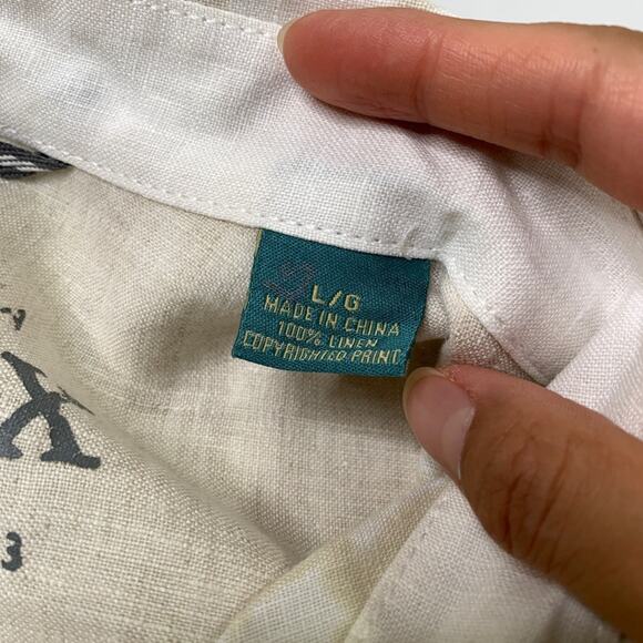 Tommy Bahama Shirt Mens L White Parchment Linen Relax Island Modern Fit Printed - Picture 5 of 12